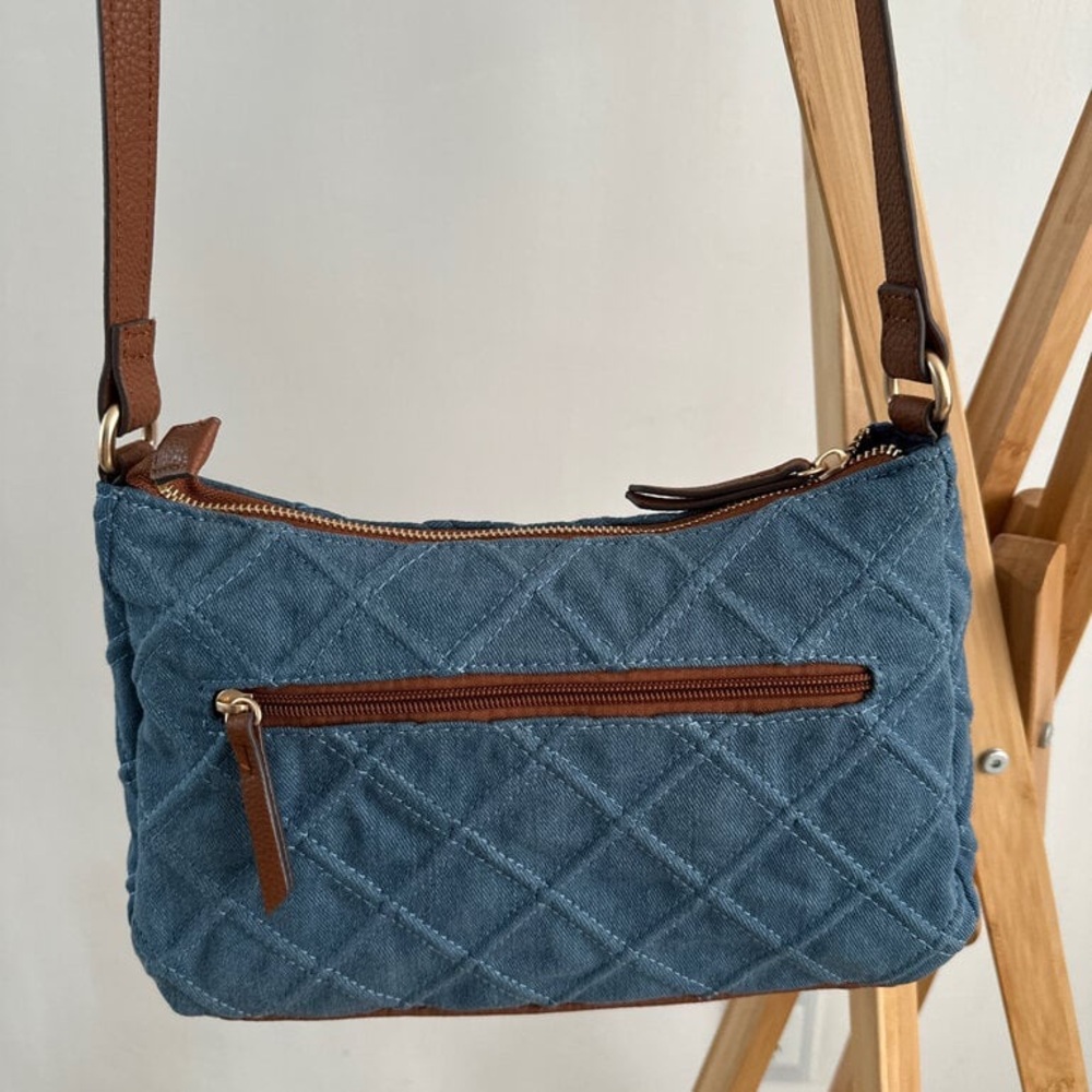 Rosetti Blue and Tan Quilted Crossbody Bag - Picture 2 of 2